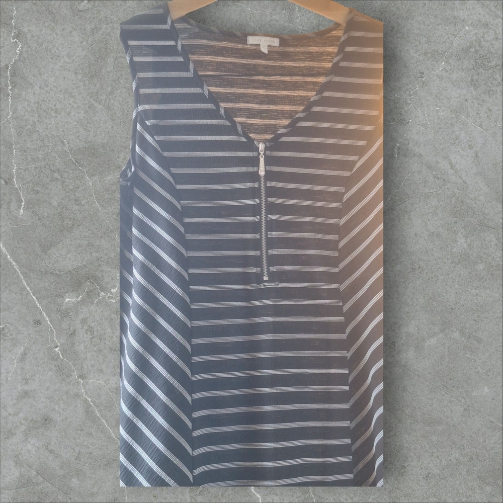 Ava James Blue Striped Tank Top with Flared Hem - Picture 2 of 6